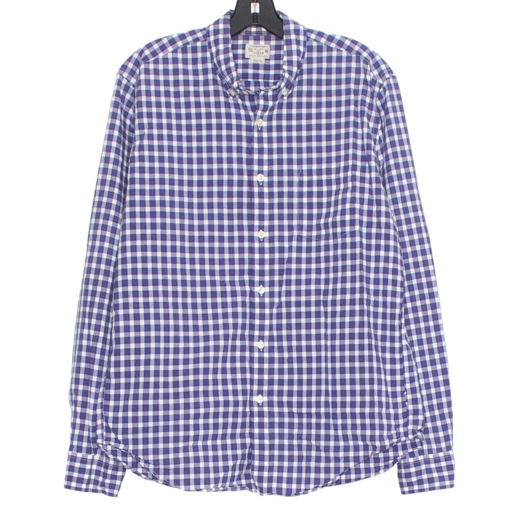 Vintage J Crew Blue Gingham Button Down Shirt Medium Plaid Preppy Smart Casual